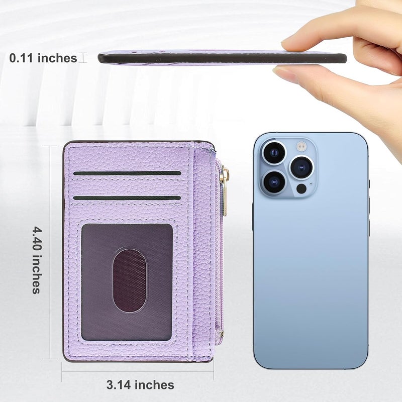 Tipmile Credit Card Holder for Women Slim Minimalist Front Pocket RFID Blocking Wallet Small Compact Card Case with ID Window, Lavender Purple - Image 5
